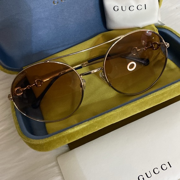 New Authentic Gucci Sunglasses GG0878S 003 59 Horsebit Oversized Round - Picture 12 of 12